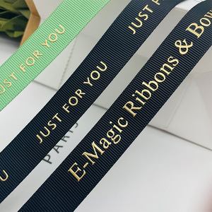 E-ma thuật tùy chỉnh tên thương hiệu polyester <span class=keywords><strong>ribbon</strong></span> màu đỏ hoặc màu đen Grosgrain <span class=keywords><strong>Ribbon</strong></span> 3D Lá vàng in <span class=keywords><strong>Ribbon</strong></span> cho gói quà tặng - Product Image 5