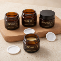 Pot cosmétique en verre transparent givré ambré vide pour crème visage, avec couvercle noir ou blanc, disponible en 5g, 10g, 1oz, 2oz, 100g