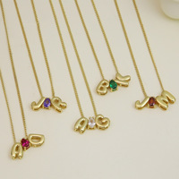 Collar SongYi de Latón de 18k con Dije en Forma de Lágrima con Piedra de Nacimiento de 12 Meses y Combinación de 26 Letras, Certificado CE, para el Día de San Valentín