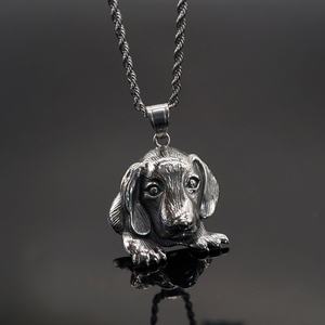 Collar con Colgante de Perro Dachshund Vintage al por Mayor, Colgantes de Animales de Acero Inoxidable Chapados en Oro de 18K - Product Image 2