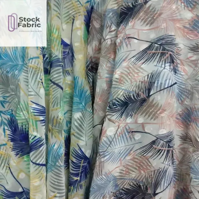 chiffon cut flower print stock fabric cheap price good quality