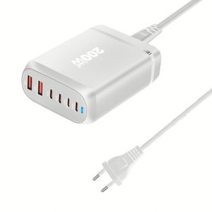 Multiple USB Desktop 200W GaN Charger 100W 20W 18W PD Type C Fast <b>Charging</b> <b>Adapter</b> for Laptop US EU UK AU Plug Phone Charger - Product Image 5