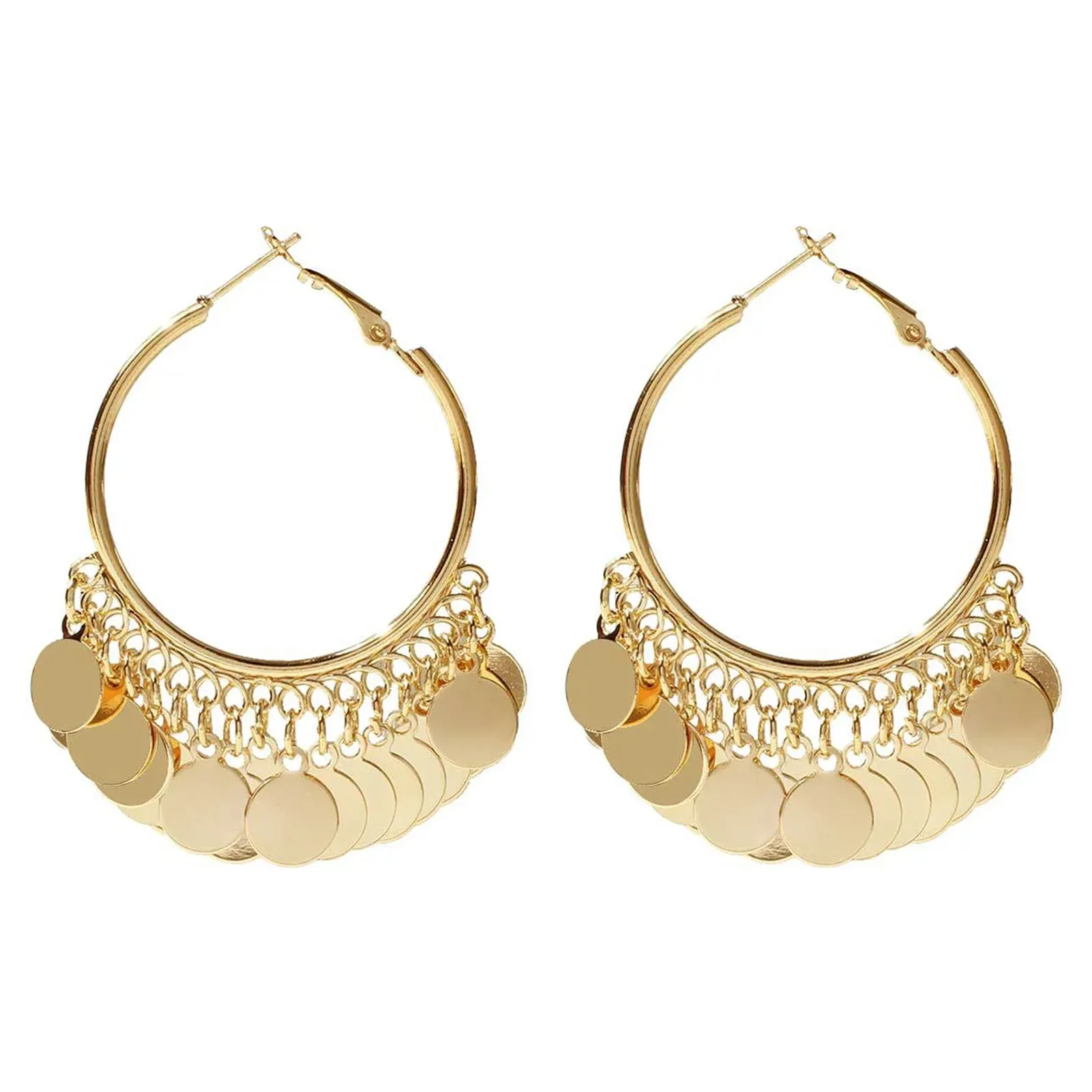 plated gold 925 sterling silver metal sheet big hoop earrings Wholesale/Custom chandelier drop boho earrings hooks