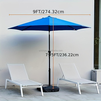 Parasol de marché extérieur pour gazebo et piscine avec 6 baleines en fibre de verre, parasol de table avec poignée
