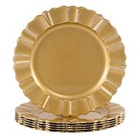 Assiettes de présentation personnalisées 13 pouces en acrylique transparent, dorées, noires, à motifs floraux, vente en gros, assiettes de présentation en plastique argenté pour mariage