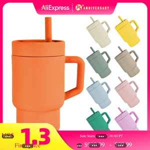 BPA-Free Water <b>Bottle</b> 9oz Silicone Drinkware Stock Kid-Friendly Foldable Colored Straw Mini Tumbler Sipper <b>Bottle</b> Various Colors - Product Image 1