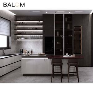 Armoire moderne en bois noir foncé mat avec <span class=keywords><strong>porte</strong></span>, armoire personnalisée, rangement de meubles en contreplaqué, armoires de cuisine simples, menuiserie - Product Image 6