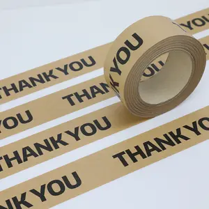 10 rotoli Logo stampato personalizzato marrone acqua attivata gommato rinforzato autoadesivo imballaggio Fragile nastro di carta Kraft con Logo