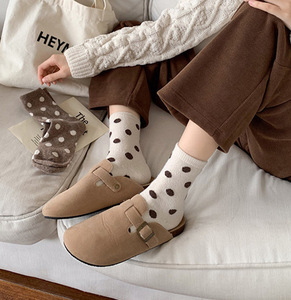 Chaussettes en <span class=keywords><strong>laine</strong></span> thermique à gros pois pour femmes, toutes saisons - Product Image 4