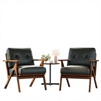 Fauteuil d'appoint de bureau moderne en chêne, style Mid-Century, avec accoudoirs, pieds coniques, rembourrage en mousse, pour salon, salle d'attente, mobilier de maison