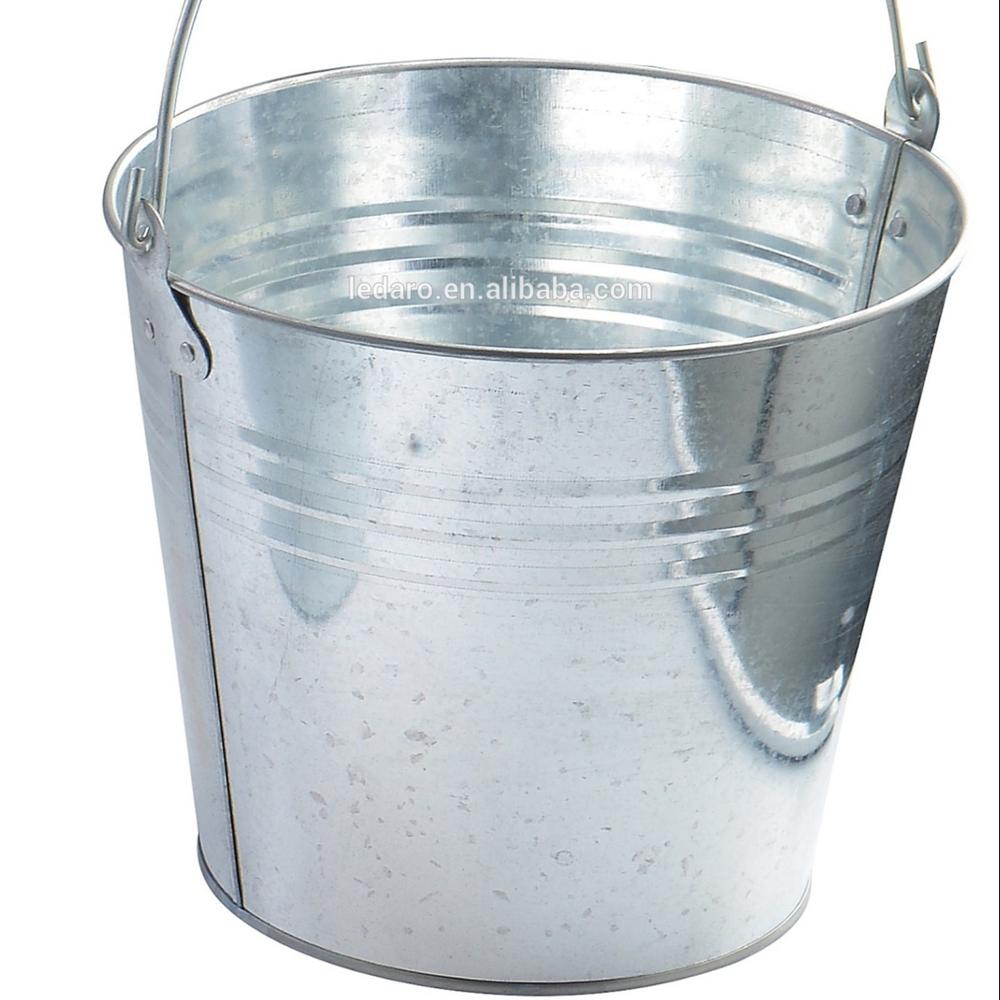 Ağır Metal yuvarlak doğal galvanizli çelik kova kova düğün süslemeleri Centerpieces10L