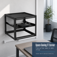 Rack de serveur 10U en acier soudé de 512 mm de large et 512 mm de profondeur avec panneaux de blindage ventilés 1U, rack mural ouvert de 19 pouces