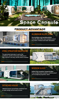Maison Capsule Spatiale de Luxe, Maison Capsule Préfabriquée Modulaire avec 2 Chambres pour Complexes Hôteliers