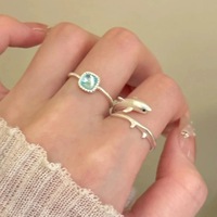 Bague ouverte réglable créative en forme de requin, style coréen, pour femme, idéale pour le quotidien, cadeau de bijoux