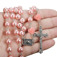 Nouveau chapelet catholique avec perles en pierre naturelle, croix nouée, cordon en alliage de zinc plaqué argent antique, pour unisexe, cadeau de prière