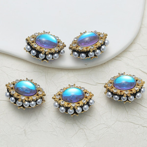 Botones de aleación con perlas y diamantes de imitación, pequeños y redondos, accesorios de joyería de moda para decoración de ropa, invierno 2024 - Product Image 2