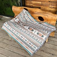 Plaid tissé bohème avec pompons pour lit et canapé, tapisserie jacquard géométrique ethnique, couverture décorative pour la maison et l'hôtel