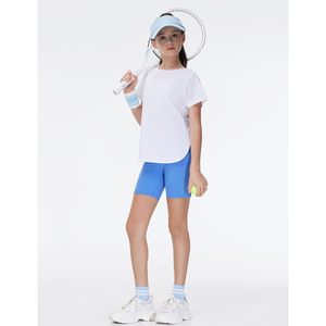 FOXA Camiseta deportiva para niña, camiseta de manga corta con aberturas laterales, camiseta de punto de secado rápido para niños - Product Image 5