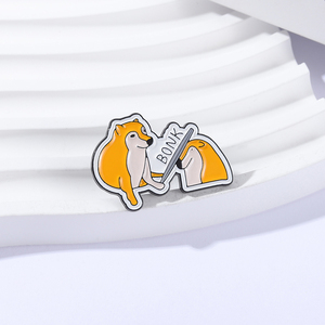 Pin de Aleación de Zinc Esmaltado con Diseño de Perro Shiba Inu <span class=keywords><strong>BONK</strong></span> Beat Amarillo, Broche, Insignia de Solapa, Joyería Divertida, Regalo para Amigos - Product Image 2