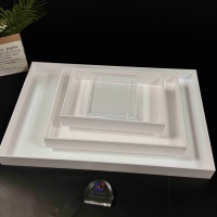 Nouveau Style Nesting Buffet 3 Niveaux Support De Nourriture Blanc Acrylique Présentoir pour La Décoration De Fête De Mariage