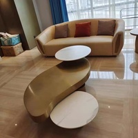 Table basse en acier et or au Style de luxe, ensemble moderne, de couleur noir et or, meubles décoratifs pour la maison, nouveau Design, de salon, 2022