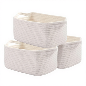 Multifunctional Modern Simplicity Eco-Friendly Rectangle Hand Woven Cotton <b>Rope</b> Storage Basket Living Room Organizer for Fruit - Product Image 4