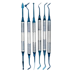 Ensemble d'instruments de restauration dentaire professionnels en titane bleu, outils de remplissage composite, fournisseur en gros - Product Image 1