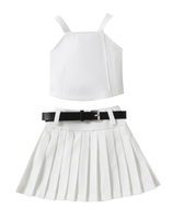 Vêtements pour Enfants Tenues Filles Haut en Dentelle Jupe en Jean Irrégulière Ensemble de Vêtements pour Enfants Tenue 2 Pièces Ensembles pour Filles