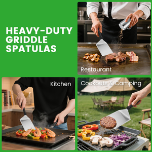 Factory Stainless Steel <b>Griddle</b> Spatula for <b>Flat</b> <b>Top</b> Grill- Burger Smasher and Squeeze Bottle <b>Griddle</b> Accessories Kit - Product Image 4