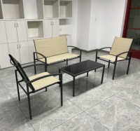 Ensemble de mobilier de patio extérieur moderne 4 pièces en fer forgé avec canapé de jardin et table en métal pour salle à manger, parc, hall, atelier