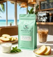 Sachet à café personnalisé avec impression en héliogravure, soufflet latéral, fond plat, valve de dégazage, résistant à l'humidité, de qualité alimentaire