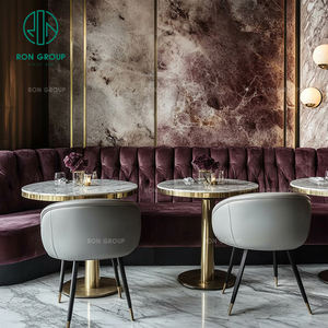 Sang Trọng Màu Tím Vòng Thiêu Kết Đá Nhung Khách Sạn Nhà Hàng Đồ Nội Thất Sofa Gian Hàng Chỗ Ngồi Ghế Và Bảng Cho Cà Phê Cửa Hàng - Product Image 4