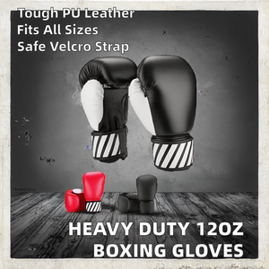 Custom 12oz PU Leather Boxing <b>Gloves</b> Breathable <b>Moisture</b> Wicking Training Sparring MMA Kickboxing <b>Gloves</b> with Hook and Loop - Product Image 5