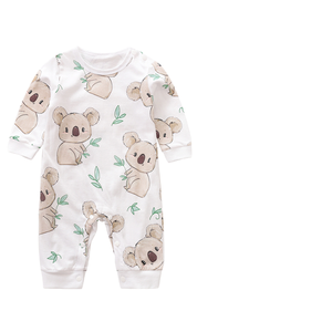 Pijama de Algodón para Bebé Recién Nacido, Mono de Manga Larga con Estampado de Animales, Primavera Verano, Unisex, Cierre de Botones - Product Image 1