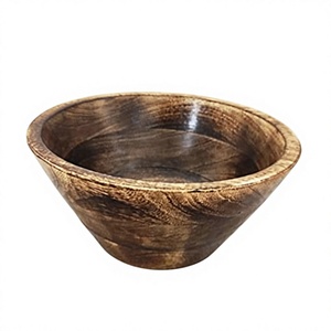 Bols en bois poli style Japandi, grand design incurvé, écologiques, vintage, pour servir des salades, des nouilles, vaisselle de fête, BS - Product Image 5