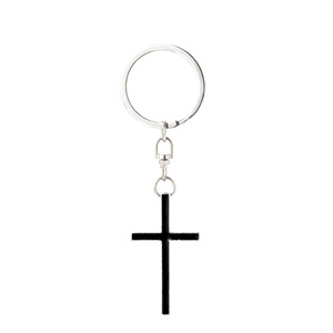 Llavero de moda 2026 con cruz religiosa, colgante decorativo para bolso, amuleto de cruz en blanco y negro - Product Image 6