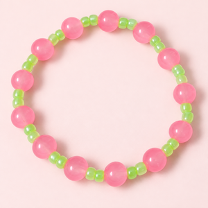Pulsera de Cuentas Coloridas con Perlas de Imitación, Abalorios Rosados y Verdes, Accesorio de Moda para Mujer - Product Image 4