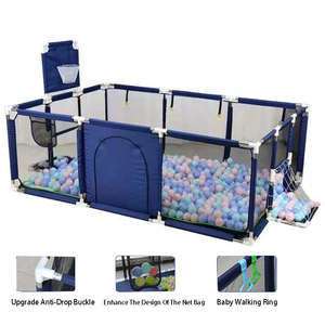 Parc de jeux pour enfants d'intérieur, petit terrain de basket-ball et de football avec barrière de protection, clôture renforcée pour bébé, aire de jeux pliable - Product Image 1