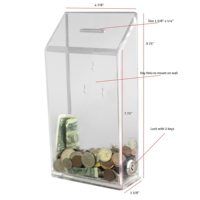 Grande caisse en acrylique transparente personnalisée, boîtes de dons en acrylique pour église en plexiglas avec serrure, vente en gros