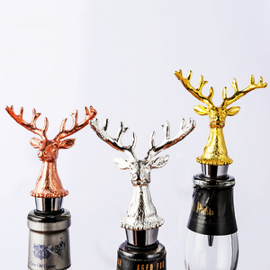 Bouchons de bouteille de <span class=keywords><strong>vin</strong></span> personnalisés en métal réutilisables, créatifs, en forme d'animaux 3D, pour bière et spiritueux, avec bouchons en liège exquis - Product Image 4