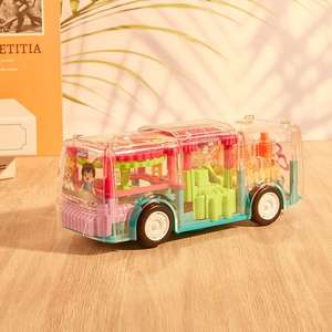 Modelo de simulación de coche, música ligera, coche de juguete para niños, autobús de engranajes transparente Universal eléctrico - Product Image 3