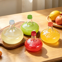 Bouteille en verre vide de forme unique pour vin et spiritueux, bouteille en verre transparente pour jus de fruits et boissons avec bouchon – Vente en gros