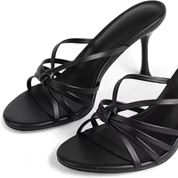 Sandales à talons ouvertes à bout rond pour femmes, design à lanières, talons aiguilles pour femmes, à porter au bureau