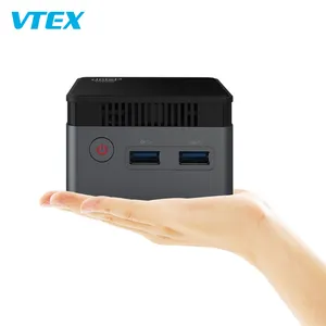 Vitek máy tính mini RJ45 cổng 4k hiển thị kép giá rẻ in-tel Mini PC có thể được kết nối với ngân hàng điện trên 12v2.5a để sử dụng