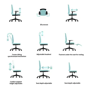 High-Back Ergonomic Office Chair Swivel Headrest Adjustable Mesh Desk Style Fabric Task Chair-Free Shipping Home Metal