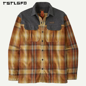 Camisas de Hombre Vintage Sostenibles Personalizadas, Tela de Franela Informal, 100% Algodón, a Cuadros, Ropa de Trabajo de Otoño, Bolsillos, Botones, Solapa, Manga Larga - Product Image 6