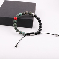 Bracelet en macramé en acier inoxydable fait à la main avec des perles en pierre naturelle au design classique pour hommes et femmes JBS12375