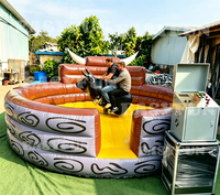 EASYFUN Peralatan Hiburan Rodeo Banteng Mekanik Tiup Mewah Berbahan Bulu Sapi Asli yang Dapat Disesuaikan untuk Pabrik Penyewaan