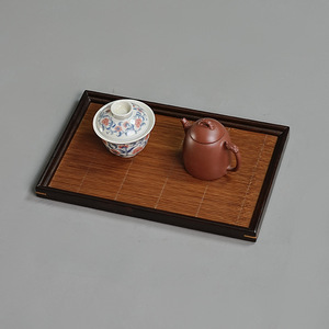 Alfombrilla de té de bambú estilo japonés con posavasos y soporte para tetera, accesorios para la ceremonia del té Kung Fu, juego de porcelana de origen Anji - Product Image 3