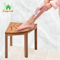 Tabouret d'angle en bois d'acacia, design gain de place pour salon, chambre, entrée, balcon, chambre d'enfant, salle de bain